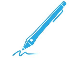 Blue pen icon writing a simple signature line