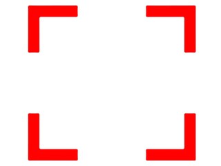 Red focus frame corner icon isolated on white background