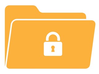 Orange folder icon with white padlock for security