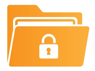 Orange folder icon with white padlock for security