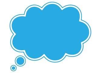 Blue thought bubble icon isolated on white background