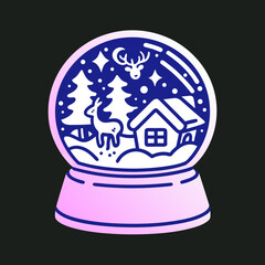 Stylized Snow Globe with Winter Scene christmas holiday