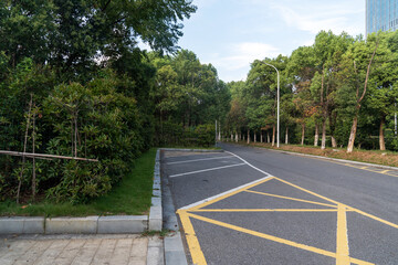 Empty urban road and buildings in the city