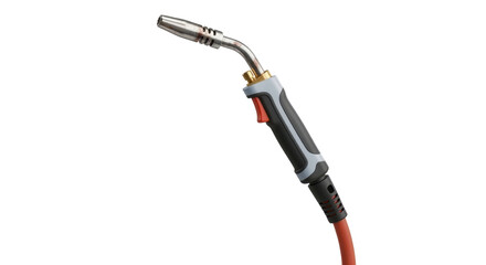 Industrial MIG Welding Torch Product Shot with Red Cable isolated PNG with Transparent Background