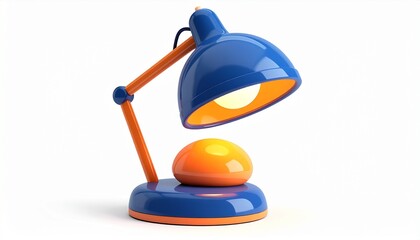 3d icon of table lamp isolated on white desk, 3D electric light object concept illustration