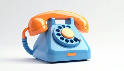 Classic black rotary telephone isolated on white, symbolizing vintage communication technology and antique business contact