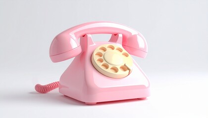 A classic red rotary telephone, a vintage communication object for making an old-fashioned call