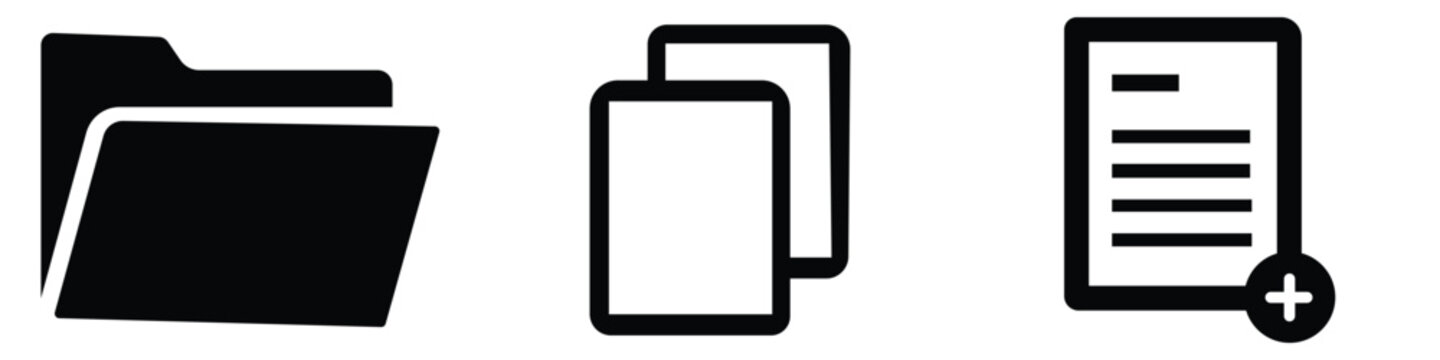 Attach document icon vector icons set in black and blue format 