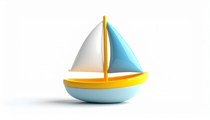 Isolated nautical transport vessel illustration of a simple sailing boat icon on a white background for travel and summer design