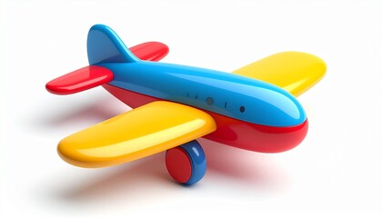 3d icon plastic toy airplane object isolated on white