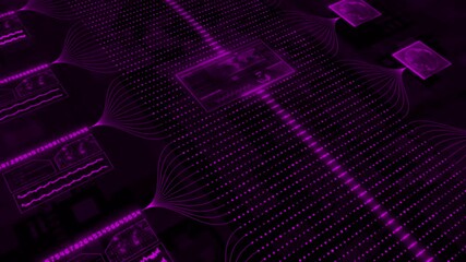 Pink color hi tech HUD animation binary code big data transfer matrix design dark technology background - Powered by Adobe