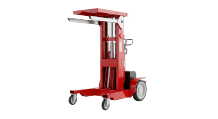 Red Electric Portable Industrial Material Lift Machine isolated PNG with Transparent Background