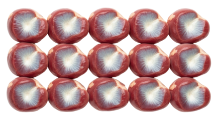 Raw Chicken Gizzards Product Shot Arranged in a Grid Top View isolated PNG with Transparent Background