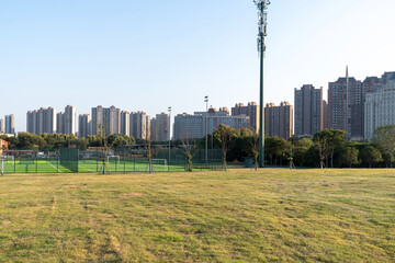 spring park and modern city