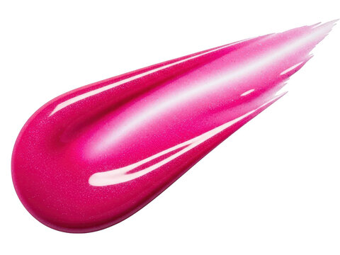 Vibrant magenta pink lip gloss or liquid lipstick swatch smear isolated on transparent background for beauty product advertisement - Powered by Adobe