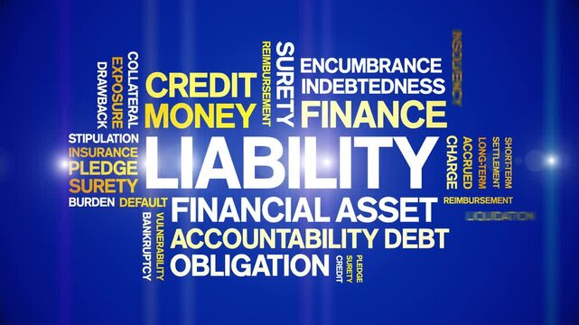Liability animated word cloud-text design animation tag kinetic typography seamless loop.