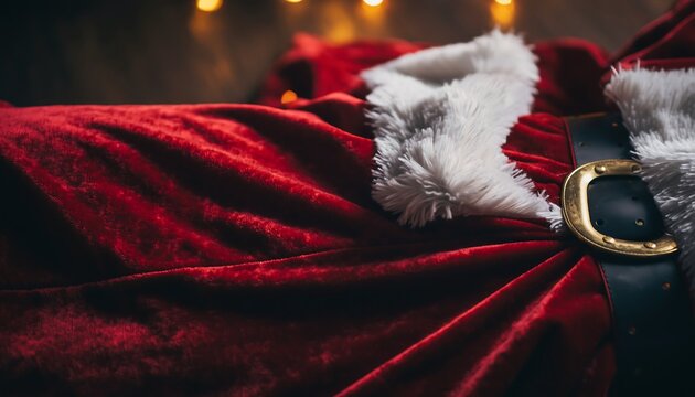 Traditional Santa Claus on the street, a joyous person with a red hat and white beard, holding Christmas gifts for the seasonal holiday celebration in December - Powered by Adobe
