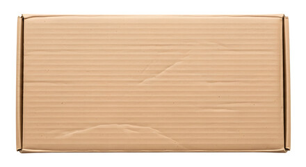 Isolated Blank Brown Corrugated Cardboard Box Top View