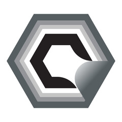 Geometric hexagon logo sticker peel