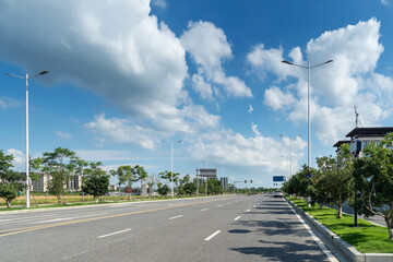 Empty urban road and buildings in the city