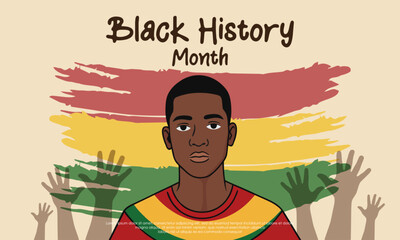 Banner design with hand drawn flat black history month background