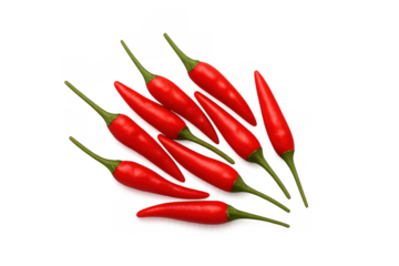 Red chili peppers spreading on transparent background, adding spicy flavor to cooking ingredients and food