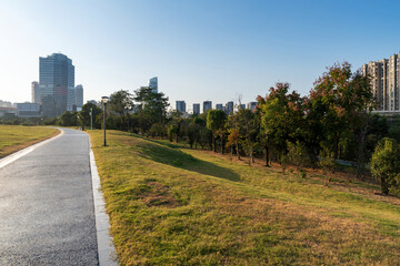 spring park and modern city