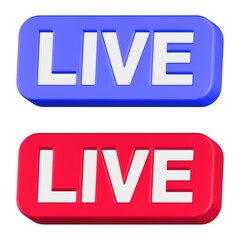 3d rendering icon live button in set