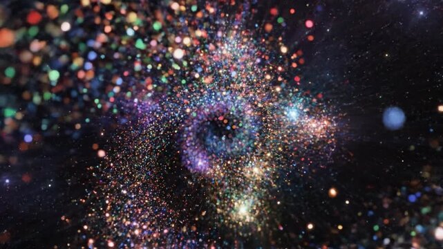 Colorful galaxy spiral with glowing stars and cosmic dust swirling deep space creating vibrant celestial scene full of sparkling light and dynamic cosmic effects with bright glowing orbs