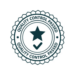 Premium quality control passed stamp | certification badge icon Vector