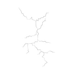 Wall cracks with broken texture. Ground earthquake effect. Hole lines on earth and ice isolated on white background. Rock destruction scratch. crack Vector . black fractures top view.