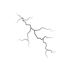 Wall cracks with broken texture. Ground earthquake effect. Hole lines on earth and ice isolated on white background. Rock destruction scratch. crack Vector . black fractures top view.