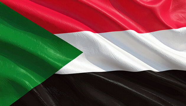 Vibrant Sudan flag waving proudly, a powerful symbol of national identity and unity for patriotic projects and global events, showcasing cultural heritage