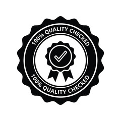 100% quality checked badge icon   verified product seal vector Vector
