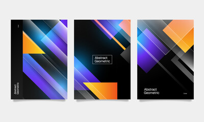 Dark Glassmorphism Covers: Abstract Diagonal Gradients and Neon Geometric Layers