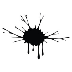 Dramatic black ink splash with drips on white background creates modern impact