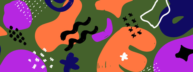 Naklejka premium Abstract Colorful Illustration With Bold Doodles Background