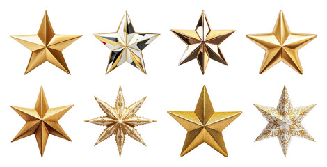 Obraz premium PNG Golden stars decorative collection, element set on transparent background