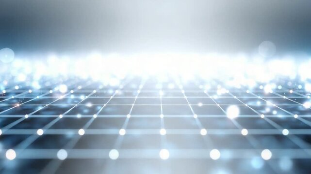 A stunning digital landscape featuring a grid of glowing lights that create a futuristic and immersive atmosphere, perfect for tech and sci-fi themed projects.