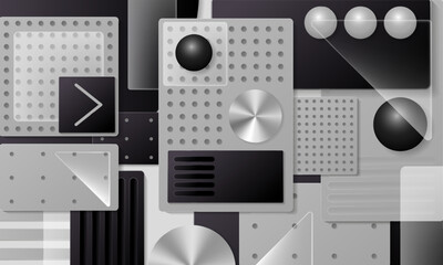 Abstract Minimalist Grid: Neumorphism, Geometric UI, and Dark Mode Technology Background