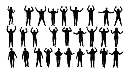 Diverse group of people silhouettes isolated on white background, Vector