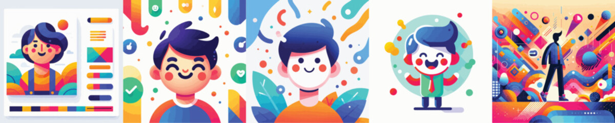 VECTOR CHARACTER BACKGROUN WHITE FLAT DESIGN