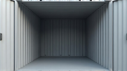 A stark, empty shipping container stands open