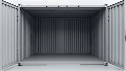 A stark, empty shipping container stands open