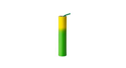 Green and yellow smoke bomb with a wick isolated PNG with Transparent Background