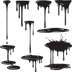 PrintBlack ink splatters and dripping liquid elements