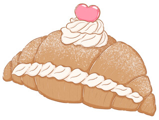 Croissant cream and heart