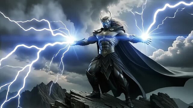 Zeus, powerful greek god of lightning, depicted in an illustartion suitable for mythologythemed designs, educational materials, and historical publications.