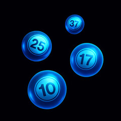 Blue Lottery Balls with Lucky Numbers