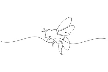 Bee one line art in clean minimalist contour style
